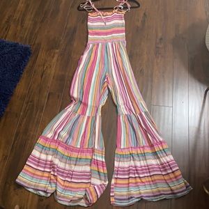 Striped flare jumpsuit
